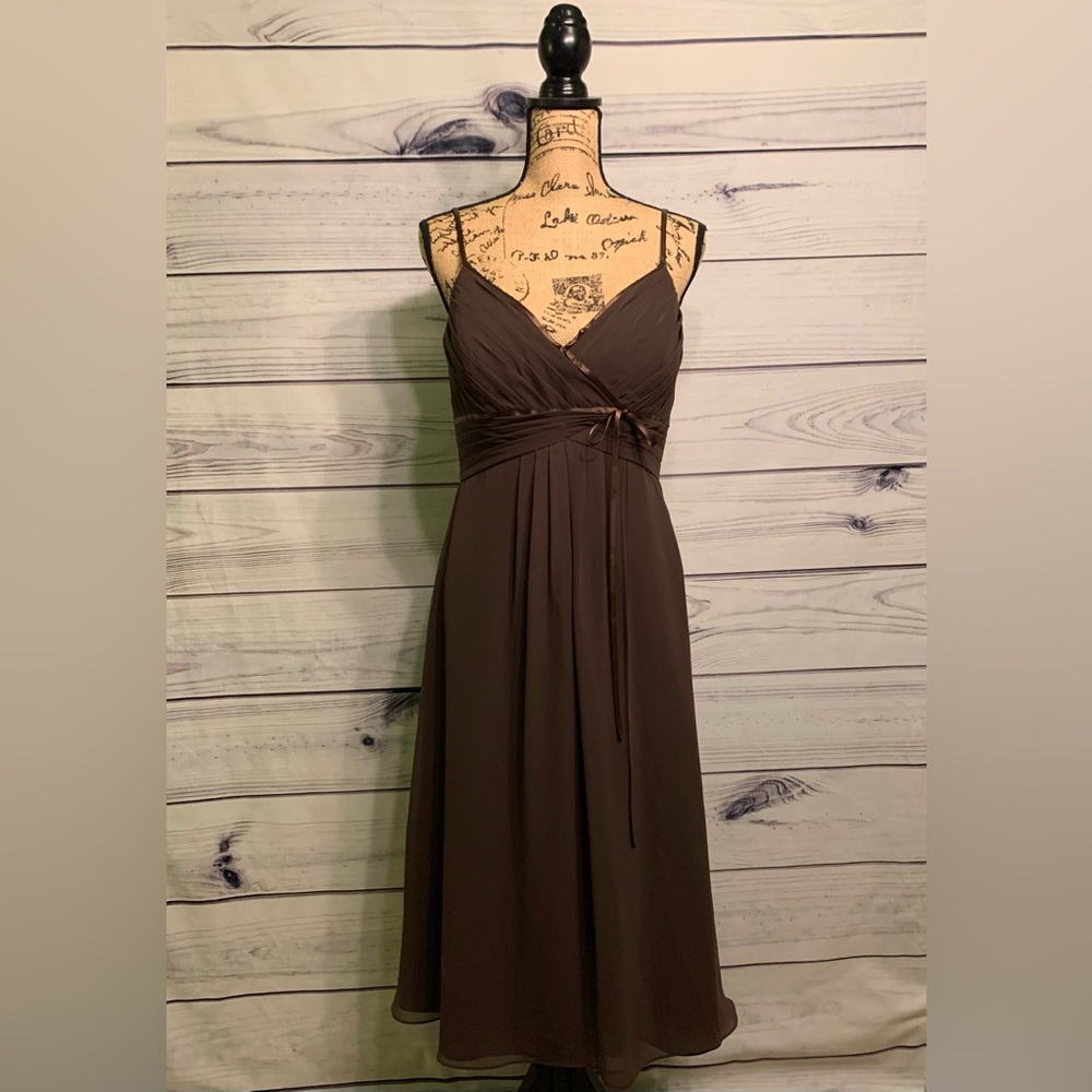 B2 Brown Formal Tea Length Dress
